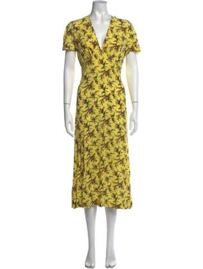 Pre-owned Sandro Floral Print Long Dress In Yellow