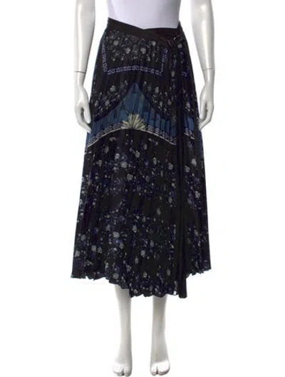 Pre-owned Sandro Floral Print Long Skirt In Black