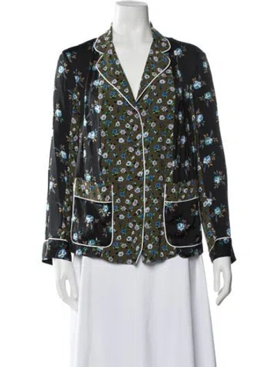 Pre-owned Sandro Floral Print Long Sleeve Blouse In Blue