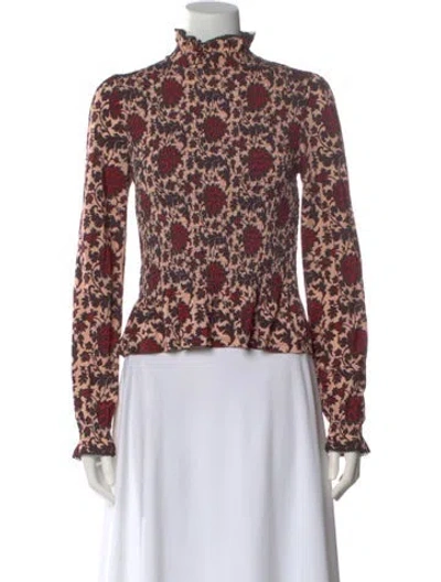 Pre-owned Sandro Floral Print Long Sleeve Blouse In Multi