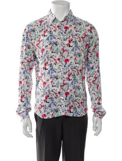 Pre-owned Sandro Floral Print Long Sleeve Shirt In Blue