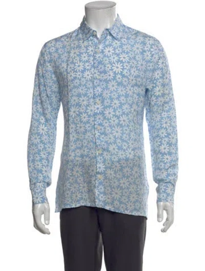 Pre-owned Sandro Floral Print Long Sleeve Shirt In Blue