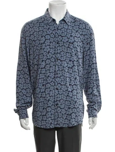 Pre-owned Sandro Floral Print Long Sleeve Shirt In Blue
