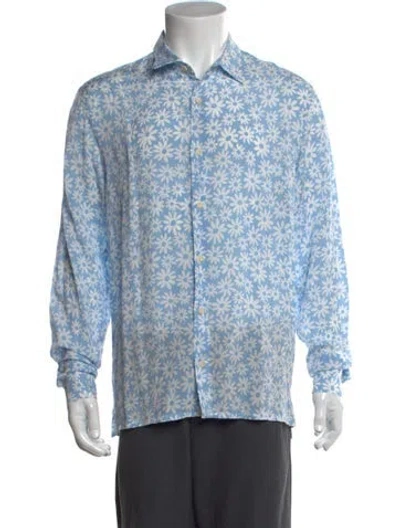 Pre-owned Sandro Floral Print Long Sleeve Shirt In Blue