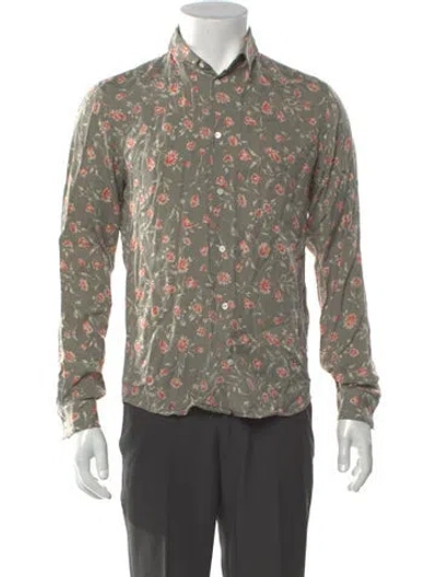 Pre-owned Sandro Floral Print Long Sleeve Shirt In Gray