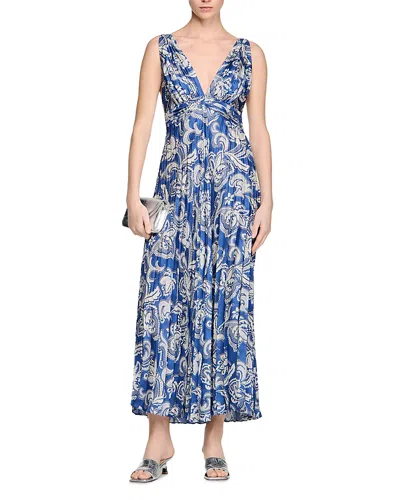 Sandro Floral Print Maxi Dress In Blue