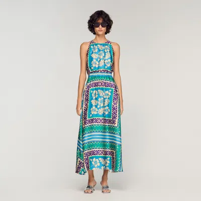 Sandro Floral Print Maxi Dress In Multi