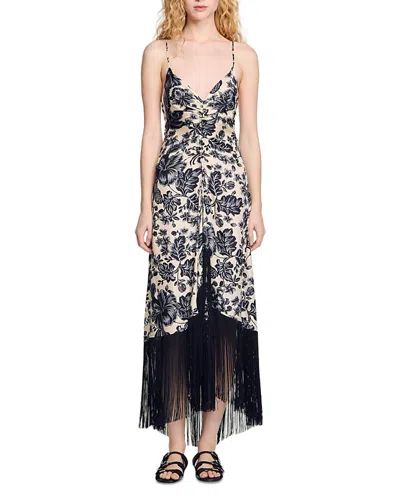 SANDRO FLORAL PRINT MAXI DRESS