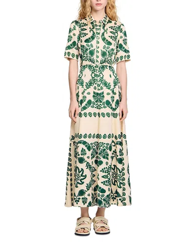 SANDRO FLORAL PRINT MAXI DRESS