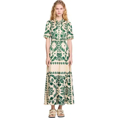 SANDRO SANDRO FLORAL PRINT MAXI DRESS
