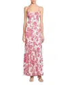 Sandro Floral-print Maxi Dress In White/red