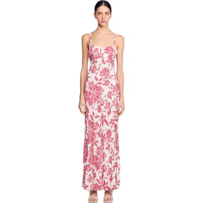 Sandro Floral-print Maxi Dress In White