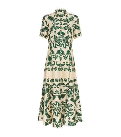 Sandro Floral Print Midi Dress In Green