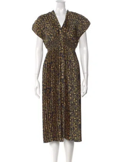 Pre-owned Sandro Floral Print Midi Length Dress In Black