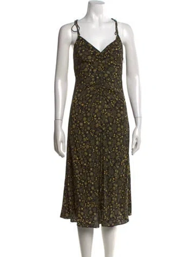 Pre-owned Sandro Floral Print Midi Length Dress In Black