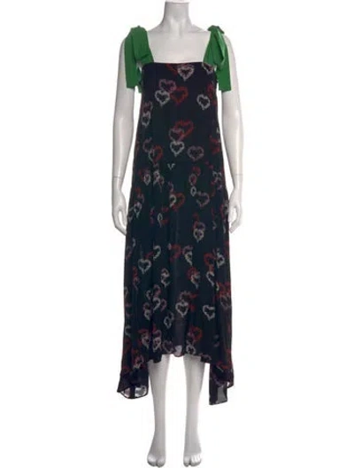 Pre-owned Sandro Floral Print Midi Length Dress In Black