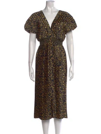 Pre-owned Sandro Floral Print Midi Length Dress In Black