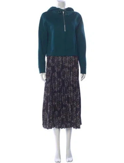 Pre-owned Sandro Floral Print Midi Length Dress In Blue