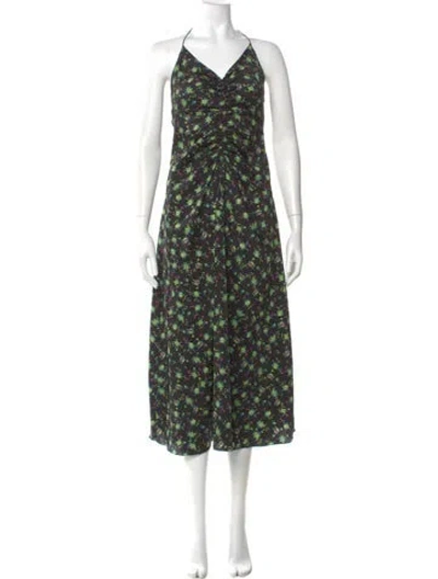Pre-owned Sandro Floral Print Midi Length Dress In Green