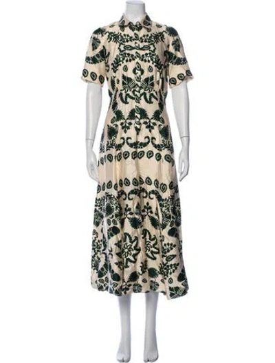 Pre-owned Sandro Floral Print Midi Length Dress In Green