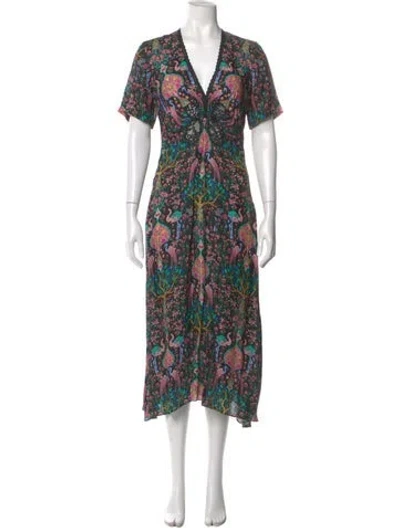 Pre-owned Sandro Floral Print Midi Length Dress In Multi