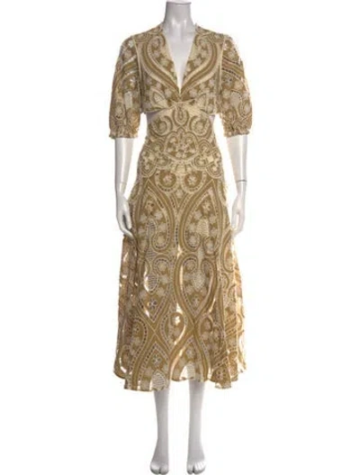 Pre-owned Sandro Floral Print Midi Length Dress In Neutral