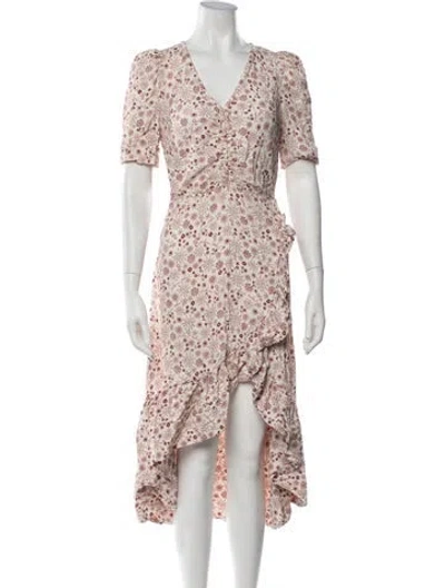 Pre-owned Sandro Floral Print Midi Length Dress In Neutrals