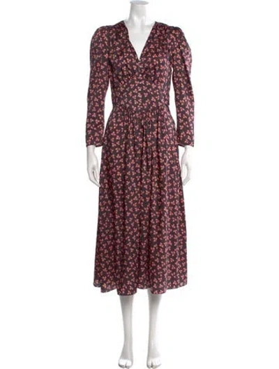 Pre-owned Sandro Floral Print Midi Length Dress In Pink