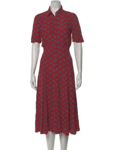 Pre-owned Sandro Floral Print Midi Length Dress In Red