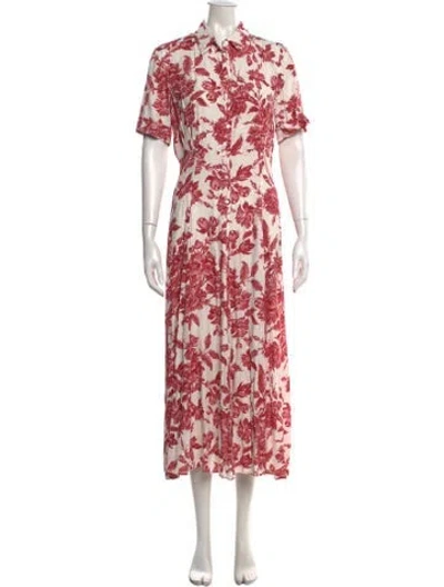 Pre-owned Sandro Floral Print Midi Length Dress In Red