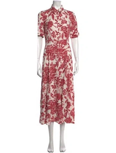 Pre-owned Sandro Floral Print Midi Length Dress In Red