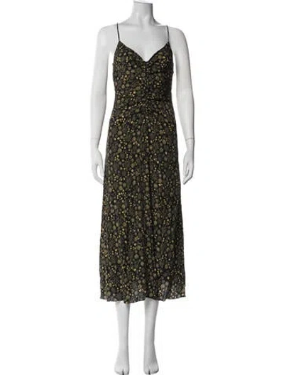 Pre-owned Sandro Floral Print Midi Length Dress W/ Tags In Black