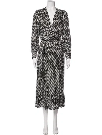 Pre-owned Sandro Floral Print Midi Length Dress W/ Tags In Blue