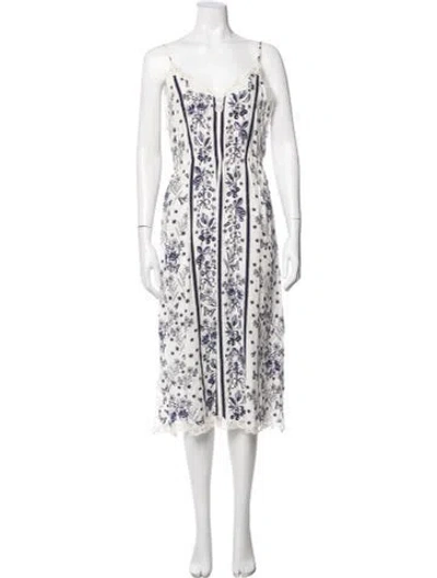Pre-owned Sandro Floral Print Midi Length Dress W/ Tags In Neutral