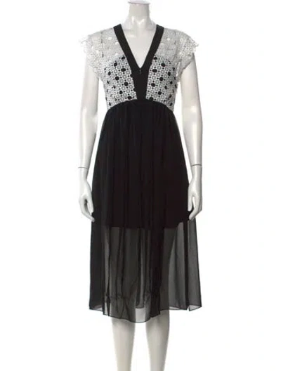 Pre-owned Sandro Floral Print Midi Length Dress In White