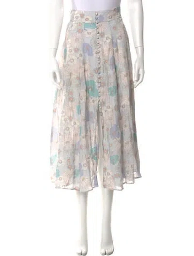 Pre-owned Sandro Floral Print Midi Length Skirt In Blue