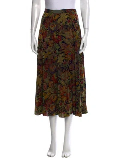 Pre-owned Sandro Floral Print Midi Length Skirt In Green