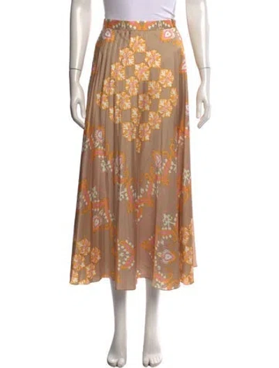 Pre-owned Sandro Floral Print Midi Length Skirt In Neutrals