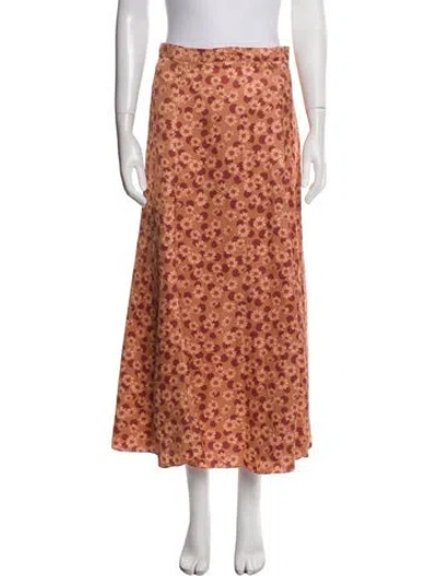 Pre-owned Sandro Floral Print Midi Length Skirt In Orange