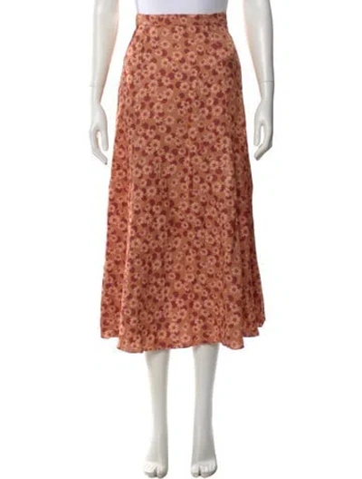 Pre-owned Sandro Floral Print Midi Length Skirt In Orange