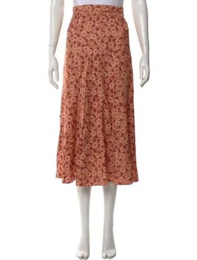 Pre-owned Sandro Floral Print Midi Length Skirt In Orange