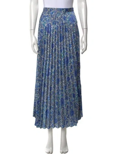 Pre-owned Sandro Floral Print Midi Length Skirt W/ Tags In Blue