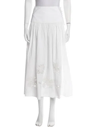 Pre-owned Sandro Floral Print Midi Length Skirt In White
