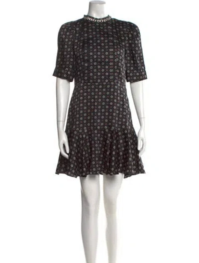 Pre-owned Sandro Floral Print Mini Dress In Black