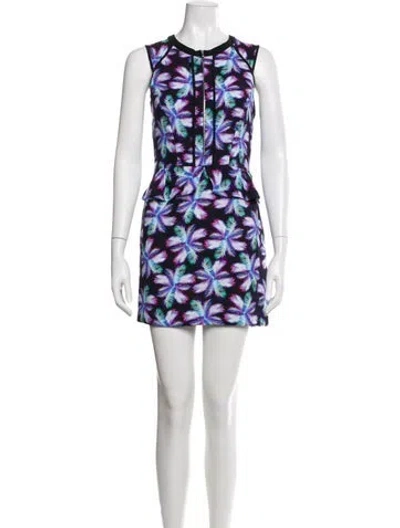 Pre-owned Sandro Floral Print Mini Dress In Black