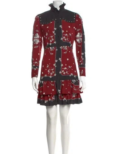 Pre-owned Sandro Floral Print Mini Dress In Black