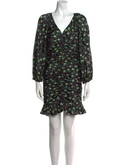 Pre-owned Sandro Floral Print Mini Dress In Black