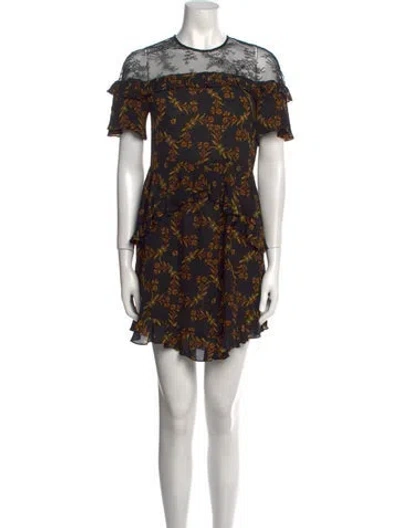 Pre-owned Sandro Floral Print Mini Dress In Black