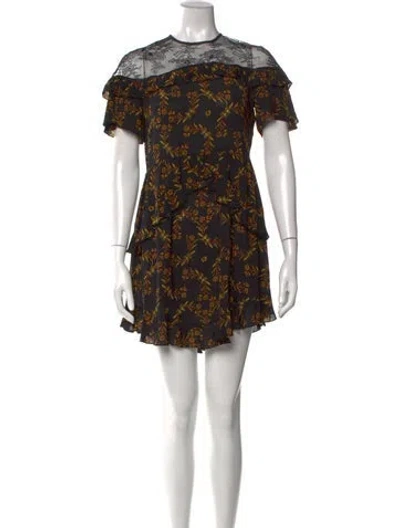 Pre-owned Sandro Floral Print Mini Dress In Black