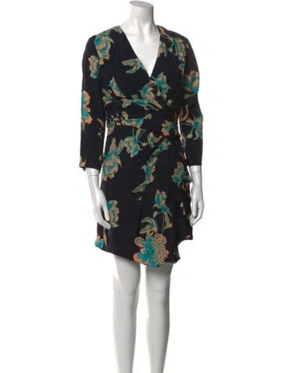 Pre-owned Sandro Floral Print Mini Dress In Black